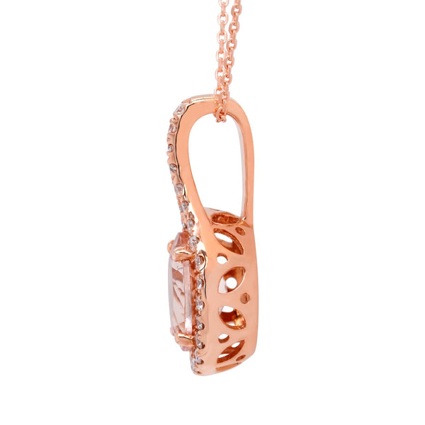 1.49ct Morganite Necklaces With 0.27tct Diamonds Set In 14kt Rose Gold