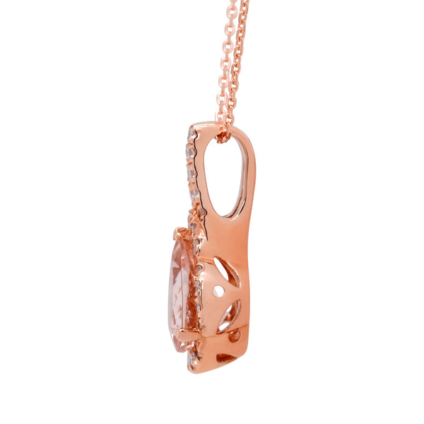 1.38ct Morganite Necklaces With 0.23tct Diamonds Set In 14kt Rose Gold