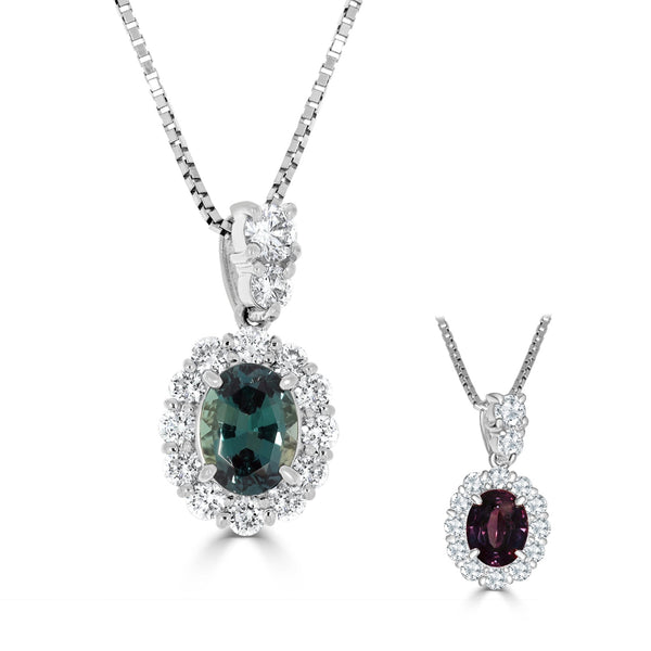 0.79ct Natural Alexandrite Necklaces with 0.52tct diamonds set in Platinum
