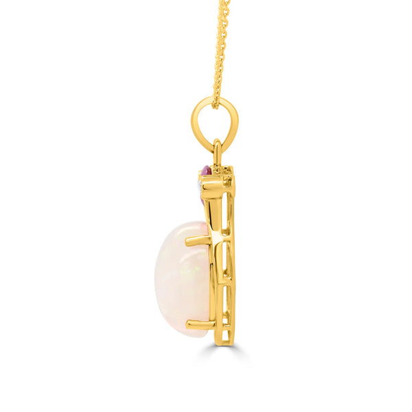 5.34Ct Opal Pendant With 0.05Tct Diamonds Set In 14K Yellow Gold