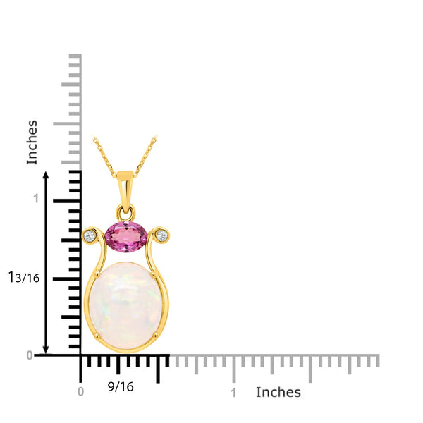 5.34Ct Opal Pendant With 0.05Tct Diamonds Set In 14K Yellow Gold