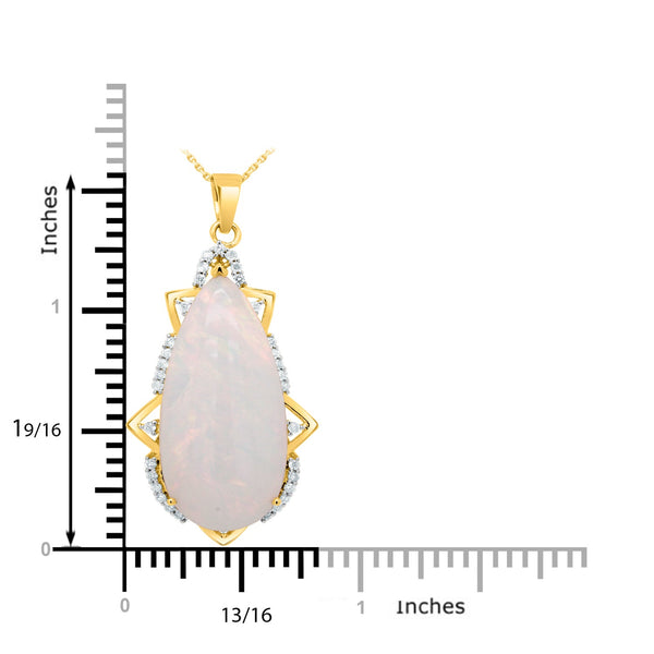 15.16Ct Opal Pendant With 0.24Tct Diamonds Set In 14K Yellow Gold