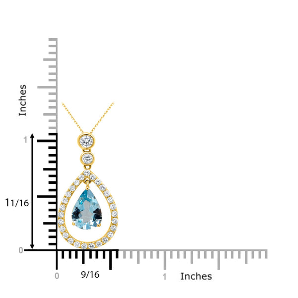 1.21ct Aquamarine Pendant with 0.51ct Diamonds set in 14K Yellow Gold