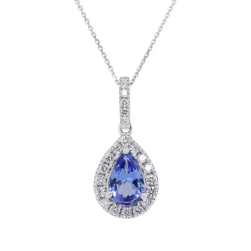 0.80ct Tanzanite pendant with 0.27tct diamonds set in 14K white gold