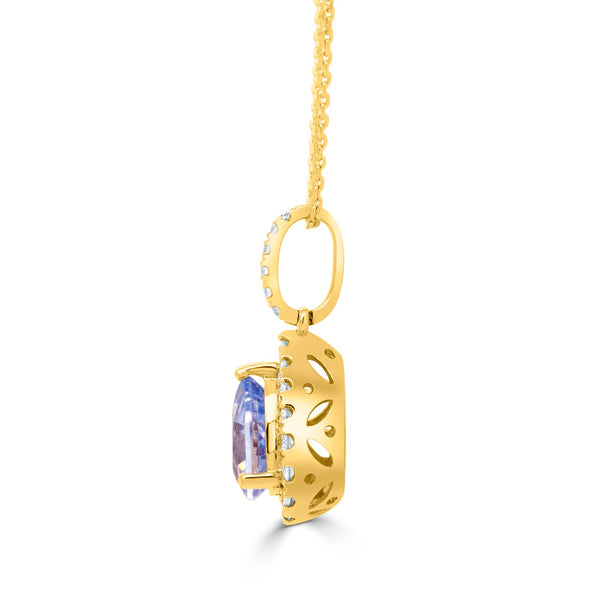 1.33ct Sapphire Pendant with 0.26ct Diamonds set in 14K Yellow Gold