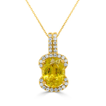 2.74Ct Sphene Pendant With 0.22Tct Diamonds Set In 14K Yellow Gold
