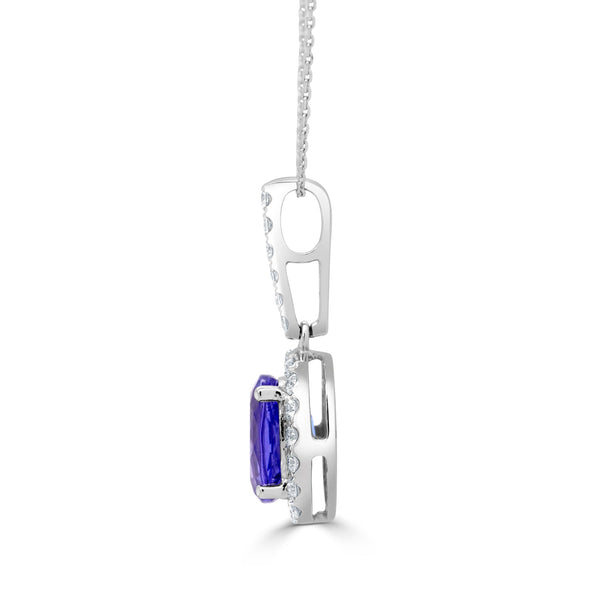 1.85Ct Tanzanite Pendant With 0.28Tct Diamonds Set In 14K White Gold