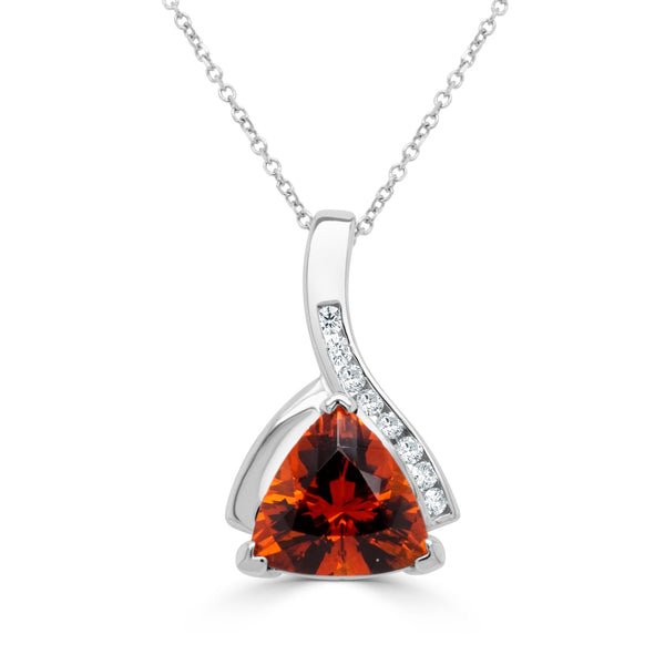 3.53Ct Citrine Pendant With 0.21Tct Diamonds Set In 14K White Gold