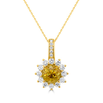2.05ct Sphene Pendant with 0.62ct Diamonds set in 14K Yellow Gold