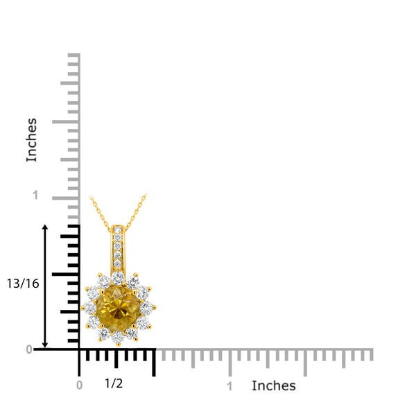 2.05ct Sphene Pendant with 0.62ct Diamonds set in 14K Yellow Gold