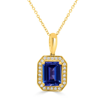 2.14Ct Tanzanite Pendant With 0.17Tct Diamonds Set In 14K Yellow Gold
