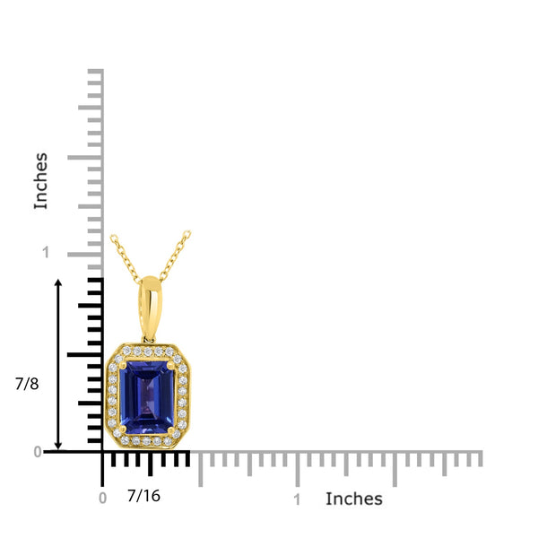 2.14Ct Tanzanite Pendant With 0.17Tct Diamonds Set In 14K Yellow Gold