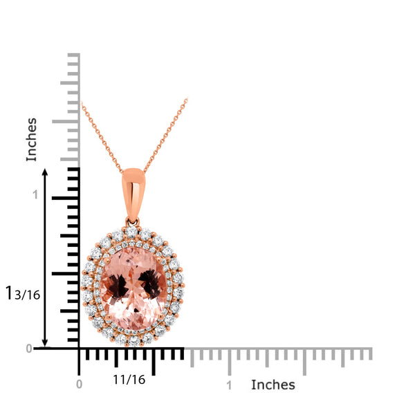 6.6Ct Morganite Pendant With 0.92Tct Diamonds Set In 14K Rose Gold