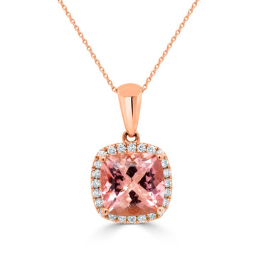 3.59Ct Morganite Pendant With 0.19Tct Diamonds Set In 14K Rose Gold