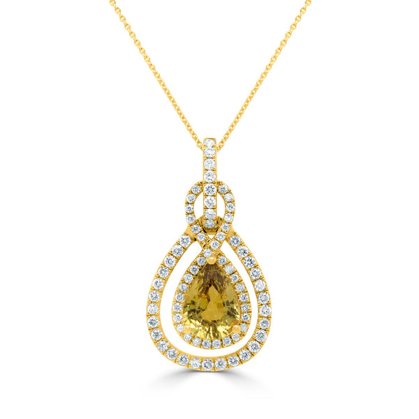 1.94Ct Sapphire Pendant With 0.48Tct Diamonds Set In 14K Yellow Gold