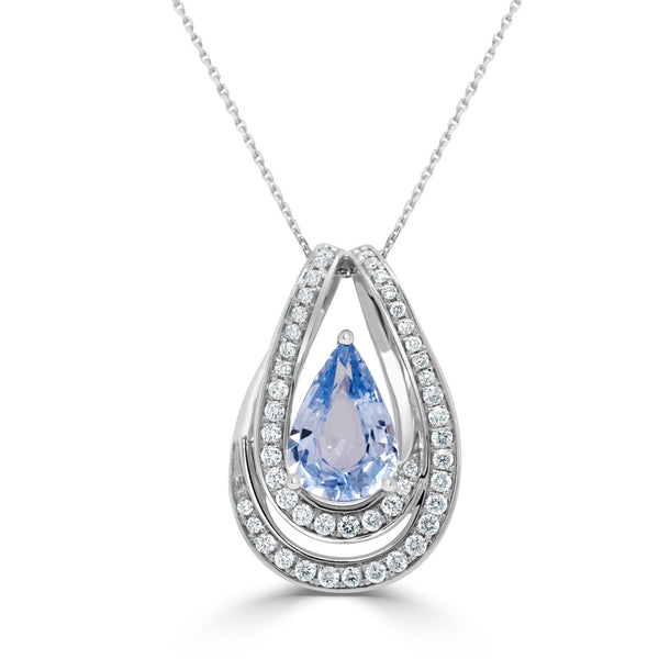 1.50ct Sapphire Necklaces with 0.26tct diamonds set in 14KT white gold