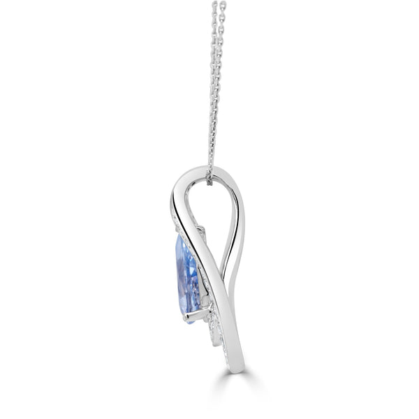 1.50ct Sapphire Necklaces with 0.26tct diamonds set in 14KT white gold