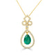 1.44Ct Emerald Pendant With 0.35Tct Diamonds Set In 14K Yellow Gold