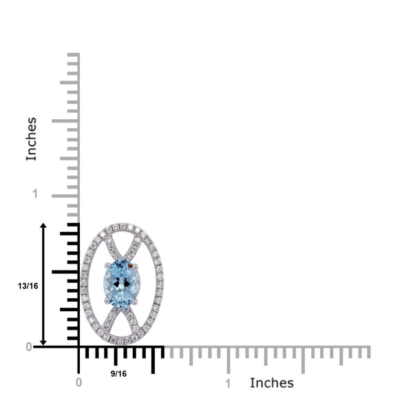 1.24ct Aquamarine pendant with 0.34tct diamonds set in 14K white gold