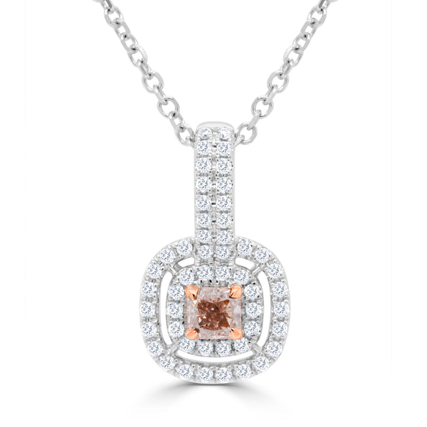 0.43Ct Brown Diamond With 0.34Tct Diamond Accents Set In 18K Two Tone Gold