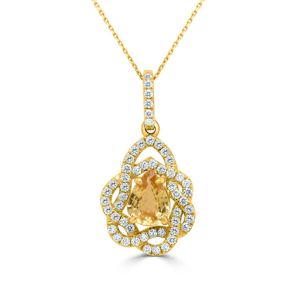 1.03ct Sapphire Necklaces  with 0.40tct diamonds set in 14KT yellow gold