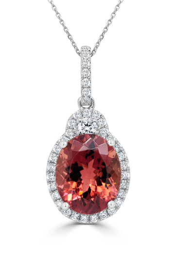 4.05Ct Tourmaline Pendant With 0.36Tct Diamonds Set In 14K White Gold