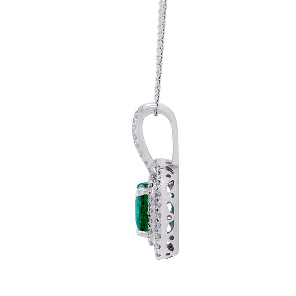 1.18ct Emerald pendant with 0.51tct diamonds set in 14K yellow gold