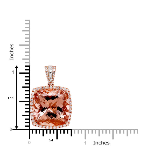 18.55ct Morganite pendant with 0.53tct diamonds set in 14K two tone gold