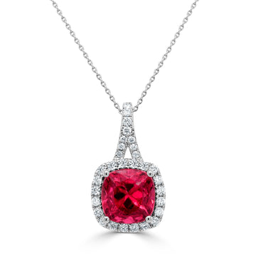 2.21Ct Tourmaline Pendant With 0.22Tct Diamonds Set In 14K White Gold