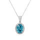 4.25ct Blue Zircon pendant with diamonds 0.17tct diamonds set in 14K white gold