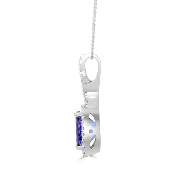 3.4ct Teal Pendant with 0.39tct Diamonds set in 14K White Gold