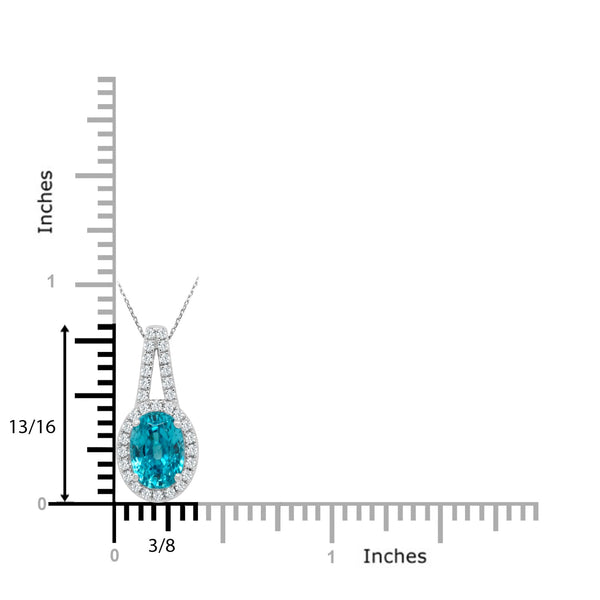 4.70Ct Blue Zircon Pendant With 0.29Tct Diamonds Set In 14K White Gold