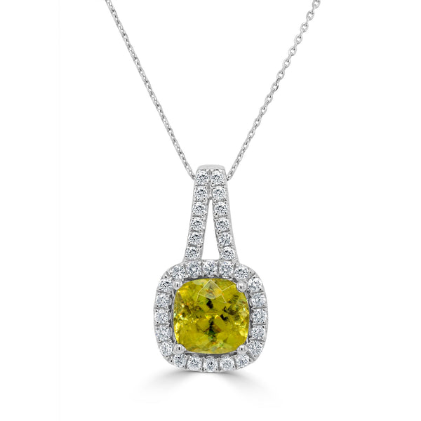 1.70Ct Sphene Pendant With 0.27Tct Diamonds Set In 14K White Gold