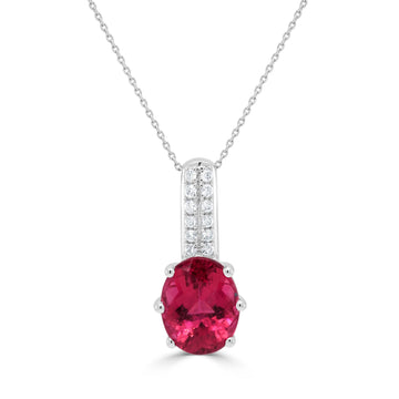 3.17Ct Tourmaline Pendant With 0.11Tct Diamonds Set In 14K White Gold