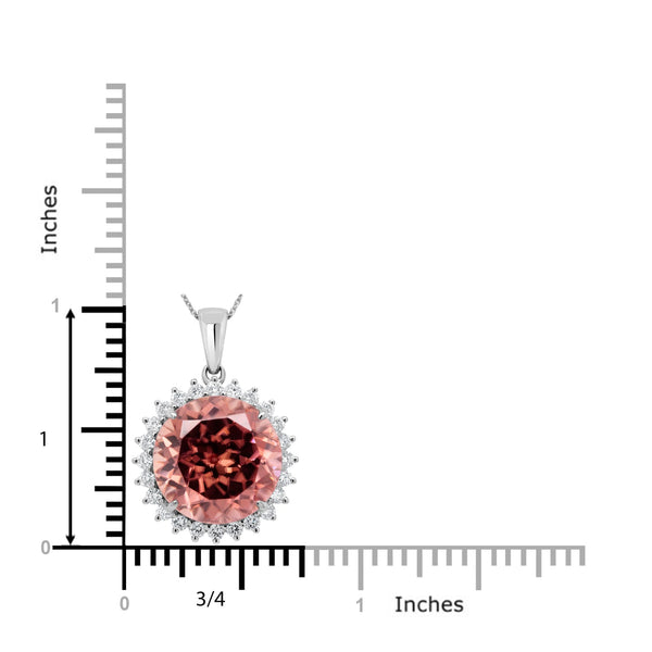 17.12Ct Pink Zircon Pendant With 0.60Tct Diamonds Set In 14K White Gold