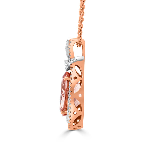 9.88Ct Morganite Pendant With 0.90Tct Diamonds Set In 14K Two Tone Gold