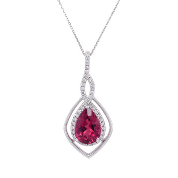 2.28ct Tourmaline pendant with 0.25tct diamonds set in 14K white gold