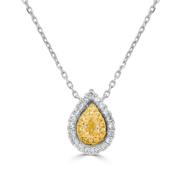 0.17ct Yellow Diamond Pendant with 0.28ct Diamonds set in 18K Two Tone