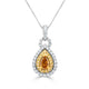 0.41Ct Yellow Diamond Pendant With 0.51Tct Diamond Accents Set In 14K Two Tone Gold