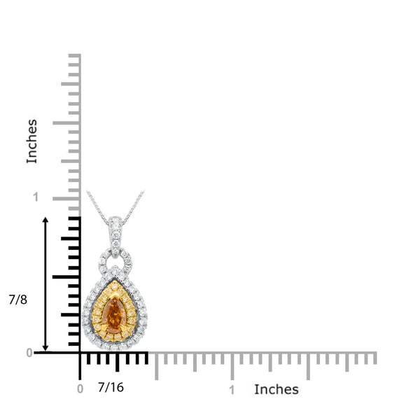 0.41Ct Yellow Diamond Pendant With 0.51Tct Diamond Accents Set In 14K Two Tone Gold