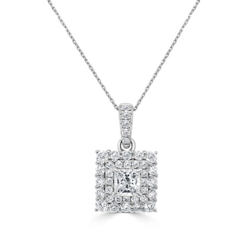 0.38ct Diamond Pendant with 0.6ct Diamonds set in 14K White Gold