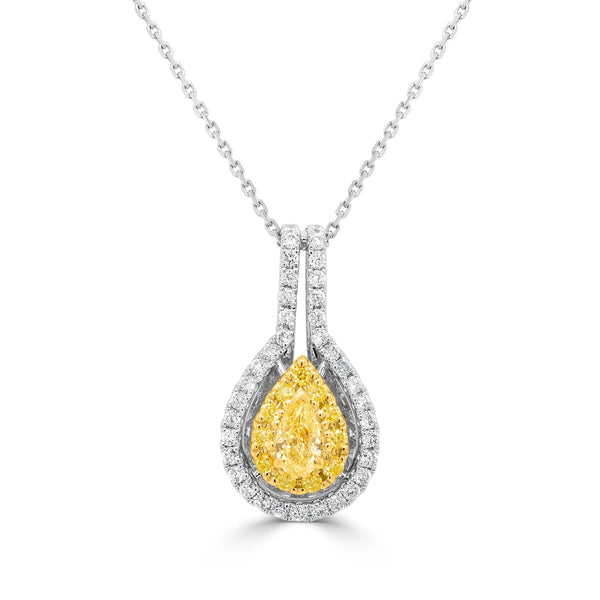 0.25ct Yellow Diamond Pendant with 0.32tct Diamonds set in 18K Two Tone Gold