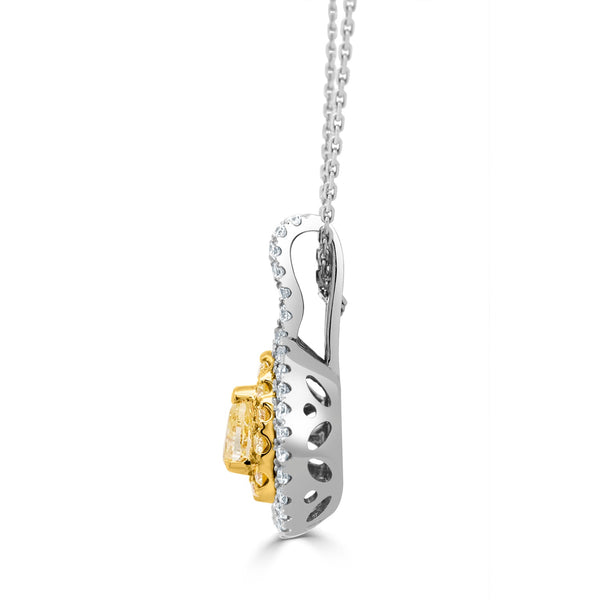 0.20Ct Yellow Diamond Pendant With 0.32Tct Diamond Accents Set In 18K Two Tone Gold