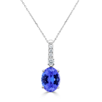 1.72ct Tanzanite Pendant with 0.12tct Diamonds set in 14K White Gold
