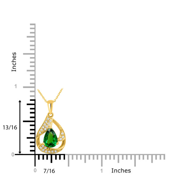 1.05 Tsavorite Pendants with 0.09tct Diamond set in 14K Yellow Gold