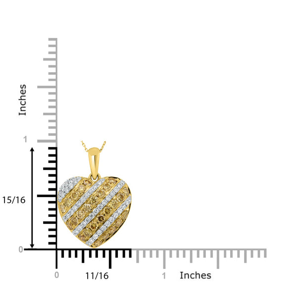 0.94Tct Yellow Diamond Pendant With 0.54Tct Diamonds Set In 14K Yellow Gold