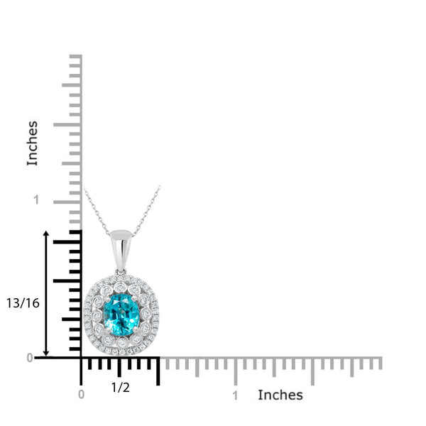 2.51Ct Blue Zircon Pendant With 0.30Tct Diamonds Set In 14K White Gold