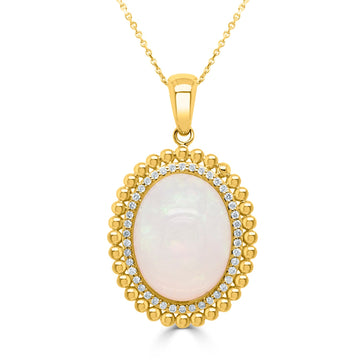 5.03ct Opal Pendant with 0.17ct Diamonds set in 14K Yellow Gold