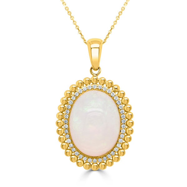 5.03ct Opal Pendant with 0.17ct Diamonds set in 14K Yellow Gold