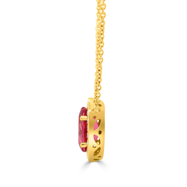 1.31Ct Tourmaline Necklace With 0.16Tct Diamonds Set In 14K Yellow Gold